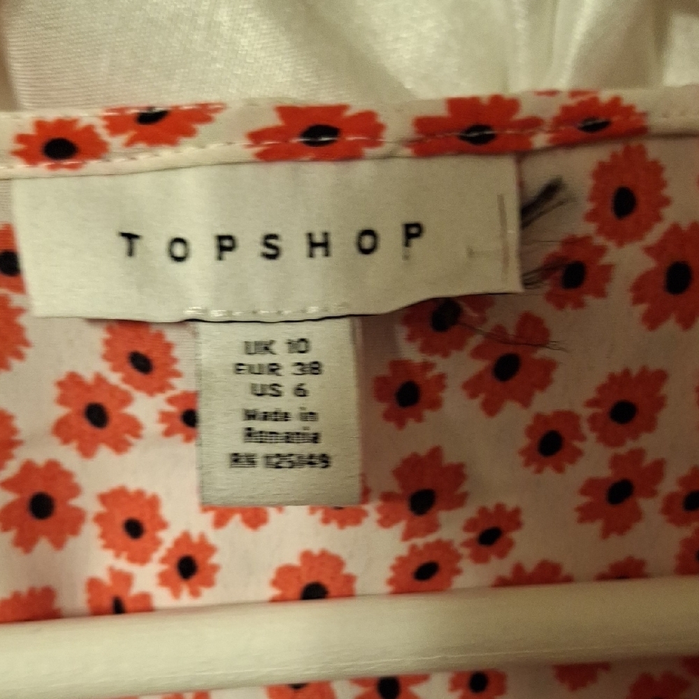 Topshop Red and White Floral Wrap Mini Dress 10 - Picture 2 of 12
